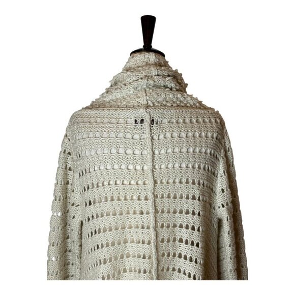 Knox Rose Sweater Women Small Ivory Open Front Open Knit Asymmetric Hem Cardigan - Picture 4 of 9